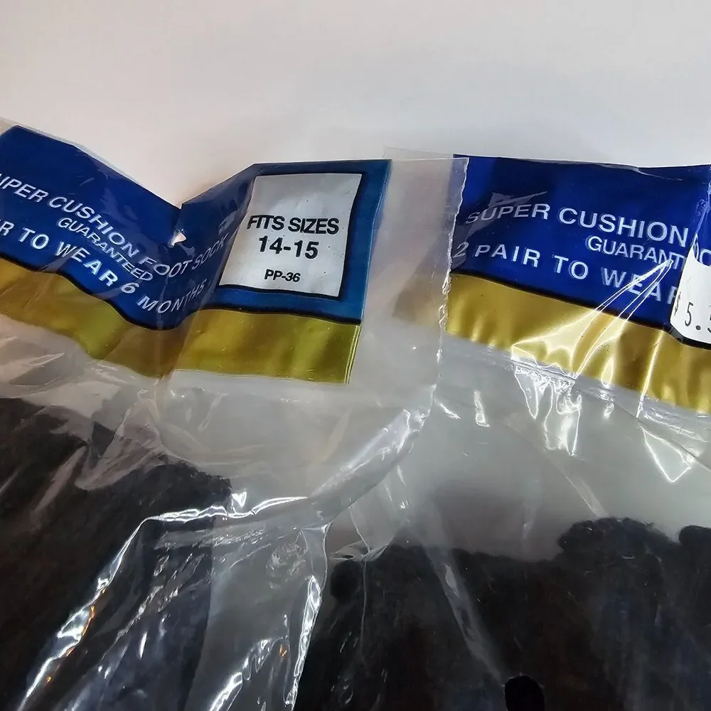 NOS Lot of 3 Davis 40 2-pack Men's Socks XL 14-15 Cotton Full Cushion Black